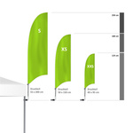 Comparaison des tailles Bowflag® Basic avec support Bowflag® vertical