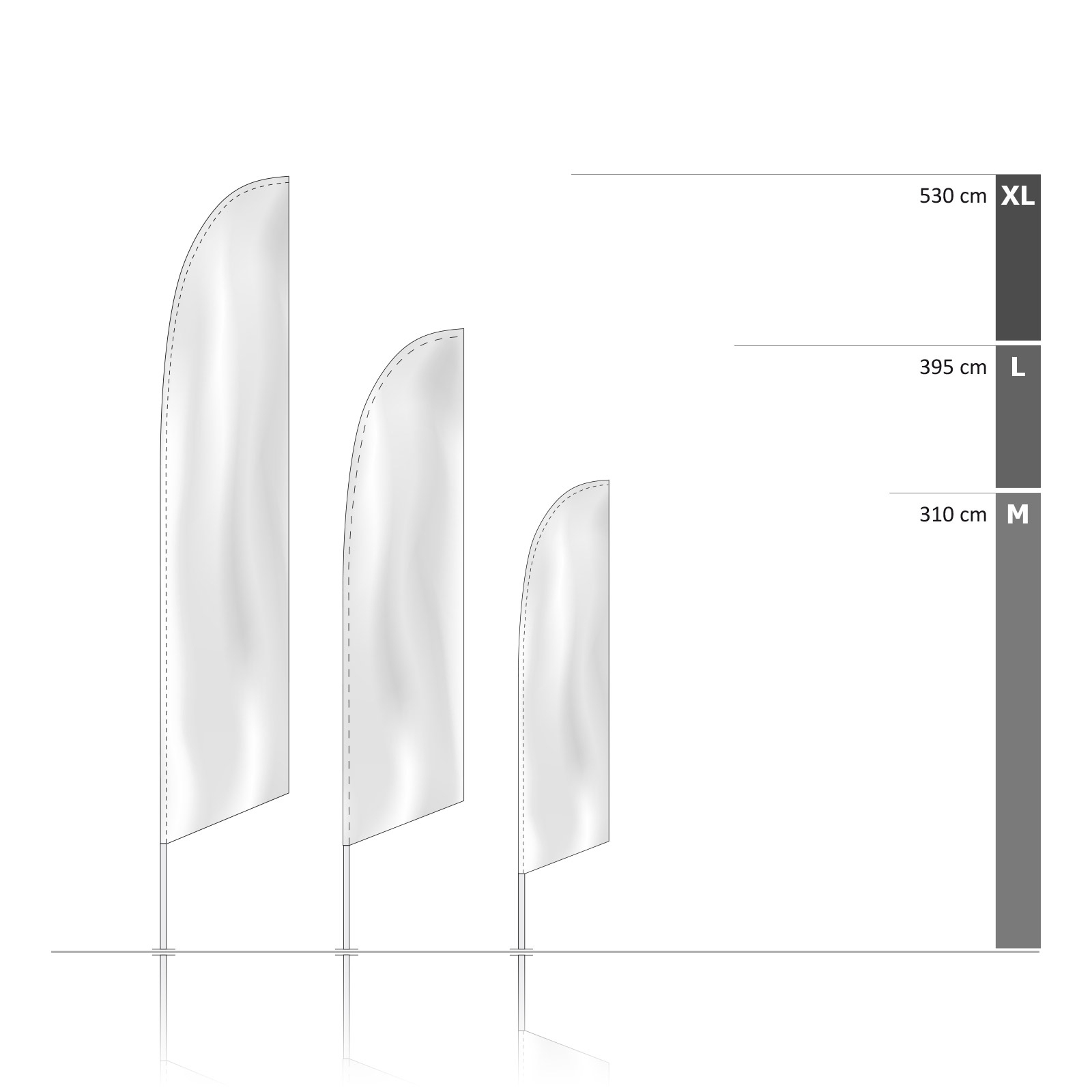 Bowflag® Select bord inférieur incliné, hauteurs du système