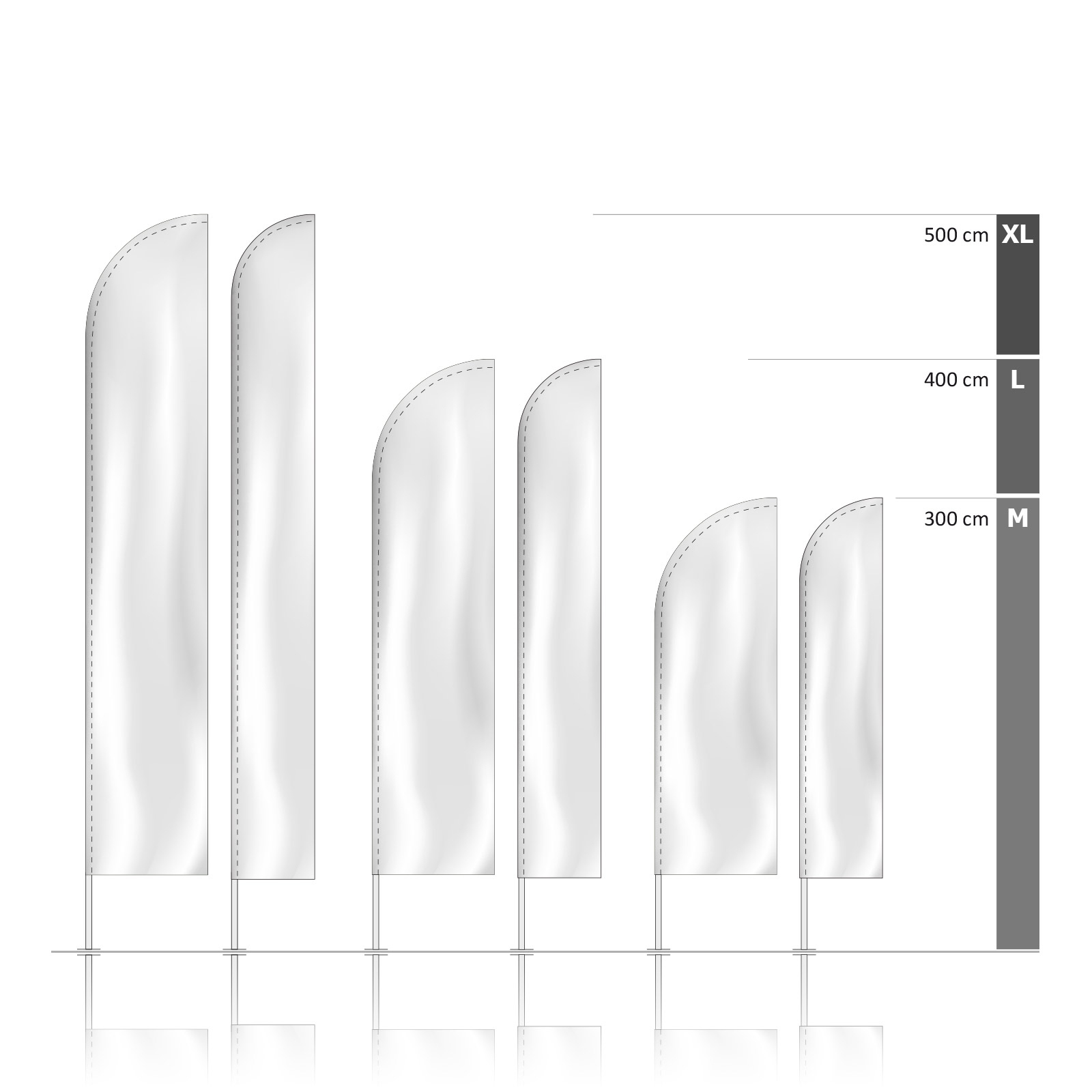 Bowflag® Select Tube bord inférieur droit, hauteurs du système