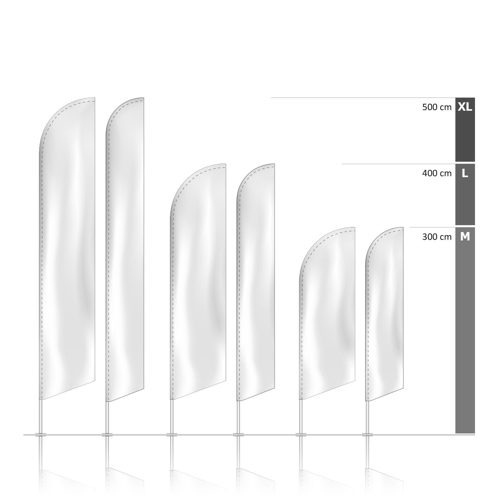 Bowflag® Select Tube bord inférieur incliné, hauteurs du système