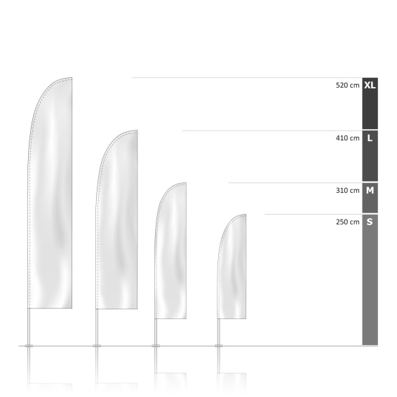 Bowflag® Basic droit, hauteurs du système – ourlet creux uni