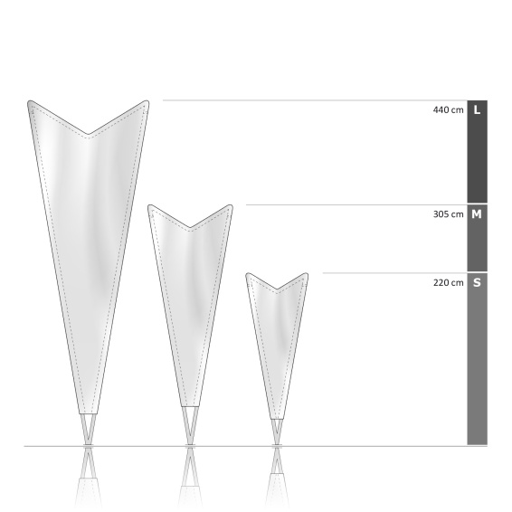 Bowflag® Premium Dart, aperçu des tailles