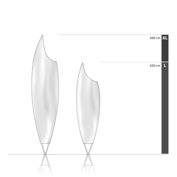 Bowflag® Premium Moon, aperçu des tailles