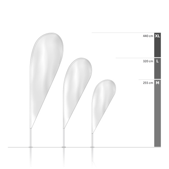 Bowflag® Select Goutte – hauteurs des systèmes