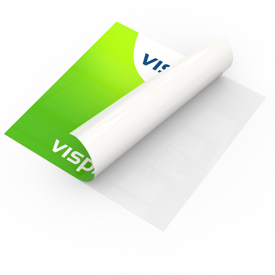 Film blanc : recto avec visuel imprimé, endroits non imprimés et dos blancs