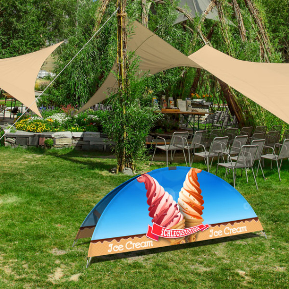 Bannière demi-lune – support publicitaire portable et légèr