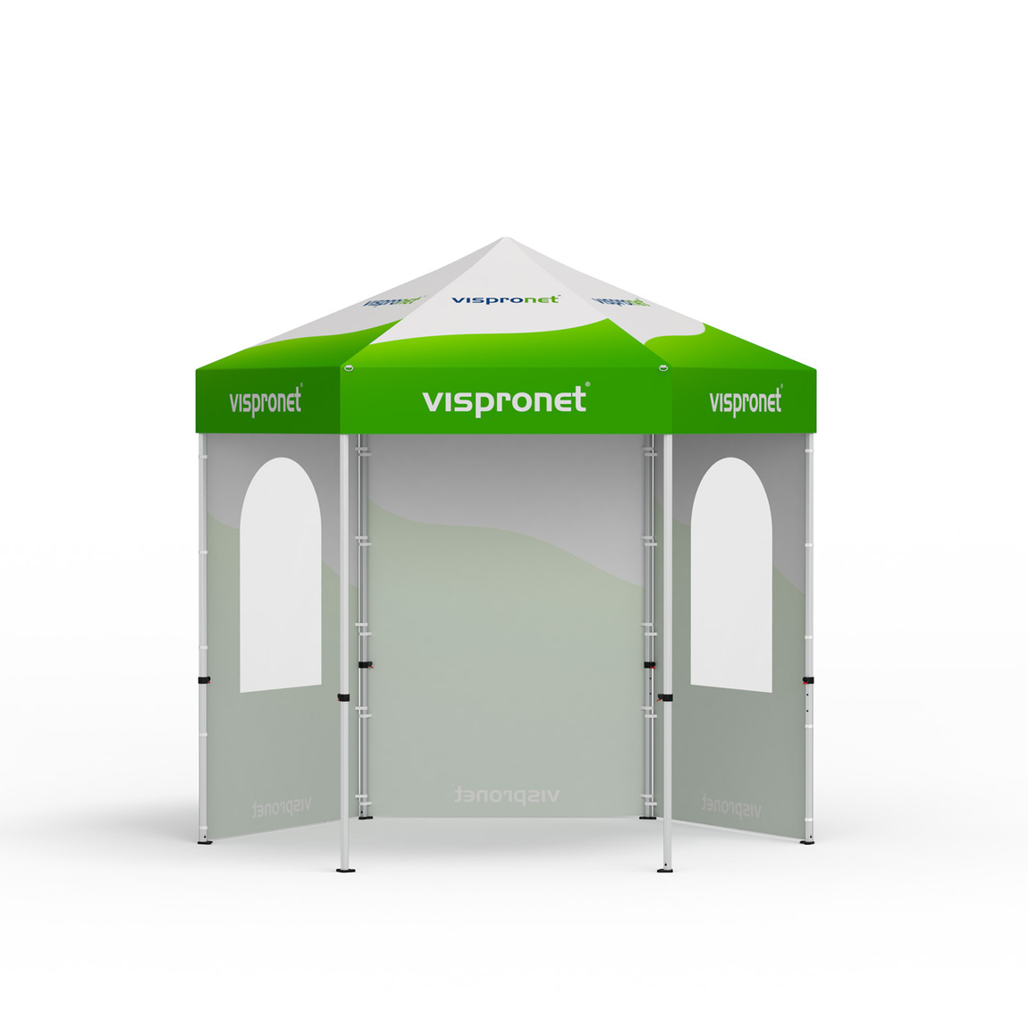 Tente pliante avec 1 paroi pleine et 2 parois avec fenêtre ronde