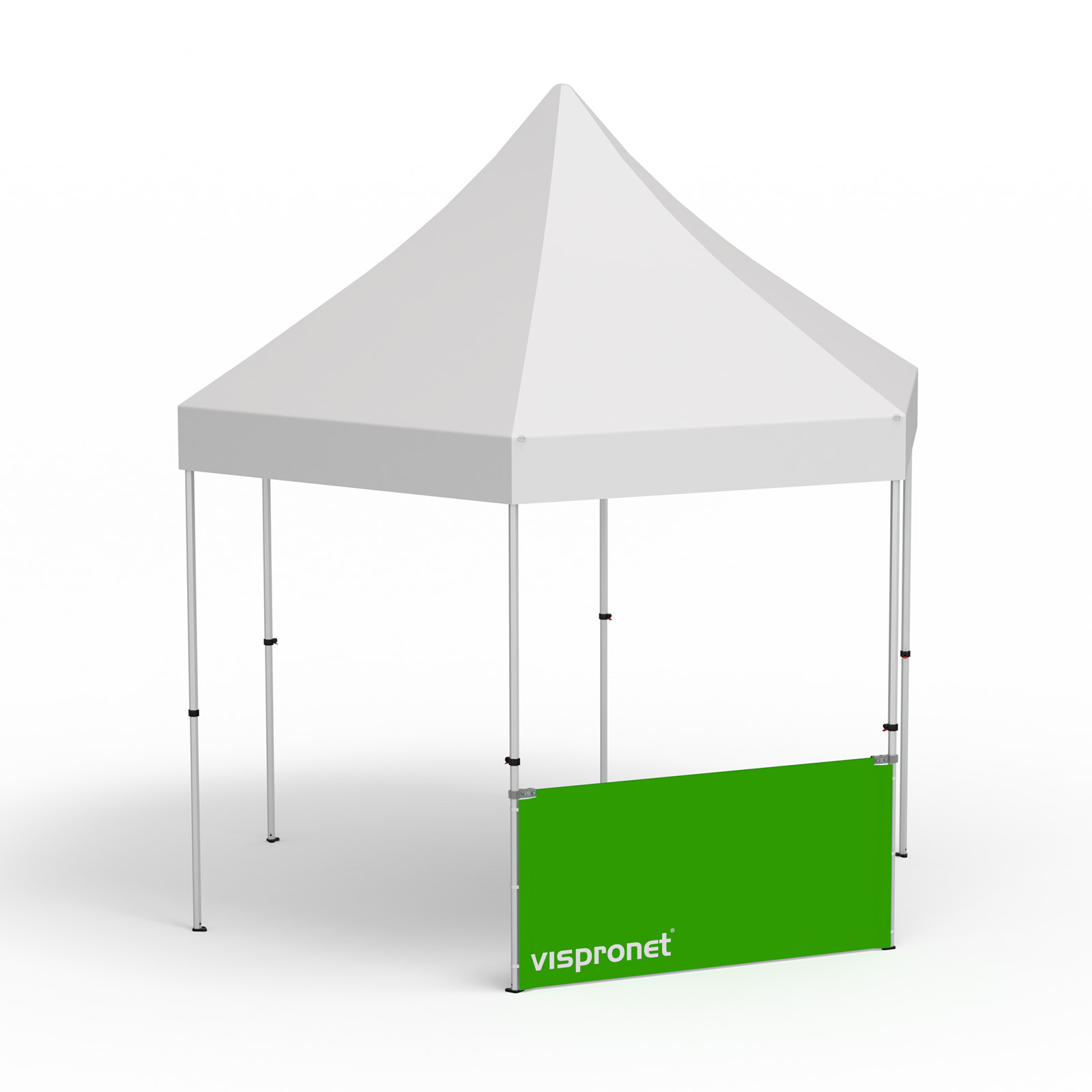 Pavillon pliable Select Hexagon équipé d'une paroi mi-haute de 2 m de long