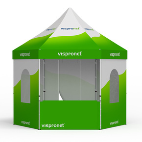 Tente pliante Select Hexagon 4 m - 6 cloisons, imprimée