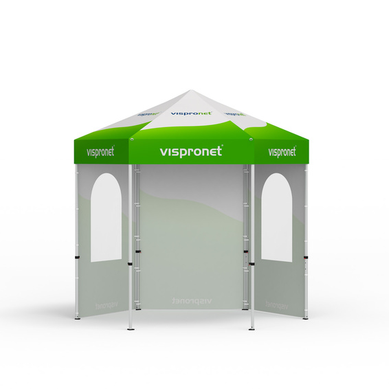 Tente pliante avec 1 paroi pleine et 2 parois avec fenêtre ronde