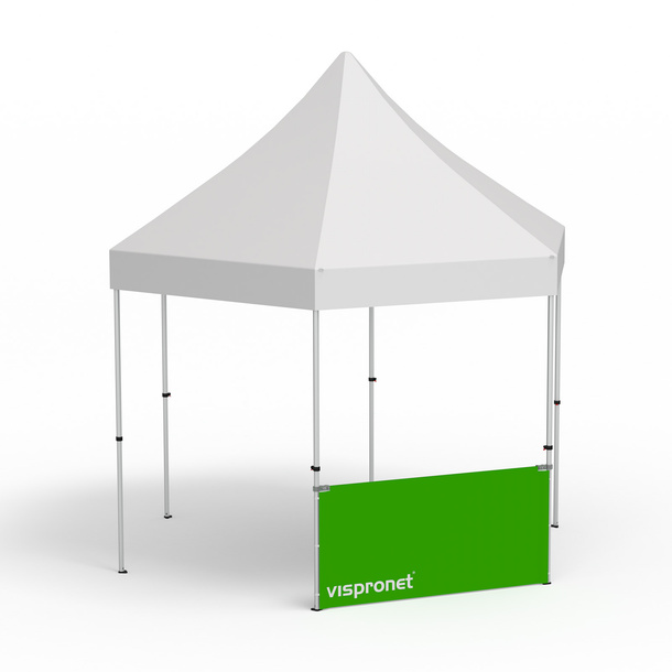 Pavillon pliable Select Hexagon équipé d'une paroi mi-haute de 2 m de long