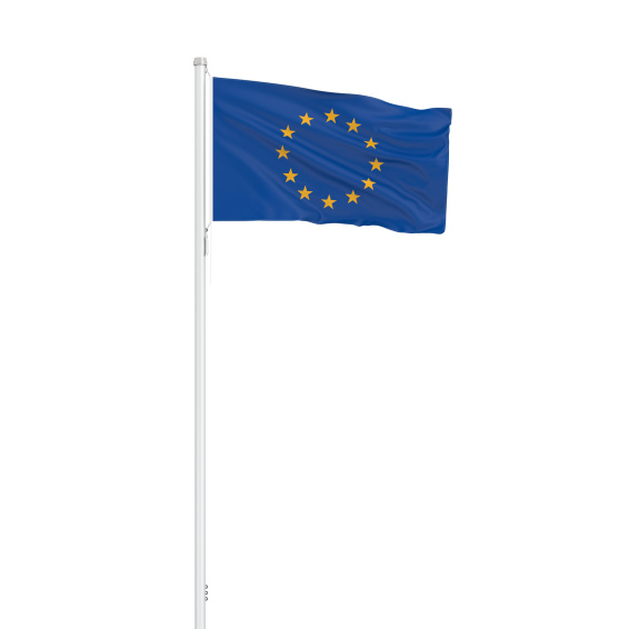 Drapeau Conseil de l'Europe/CE format vertical avec présentoir à drapeaux Basic