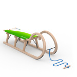 Luge en bois à deux places avec corde de traction bleue (accessoires en option)