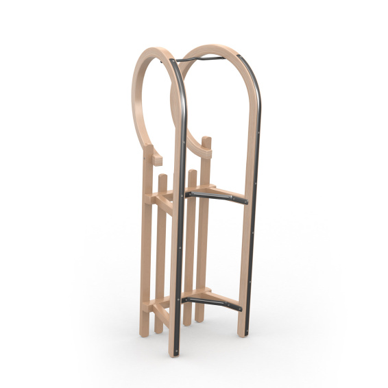 Luge en bois à une place, vue de l'arrière