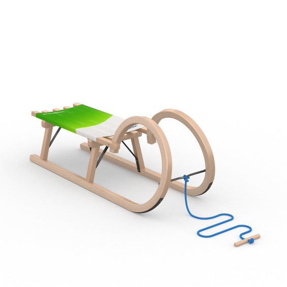 Luge escargot avec corde de traction bleue et poignée en bois (accessoires en option)