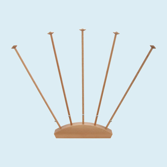 Support drapeaux de table, bois - 5 mâts alignés