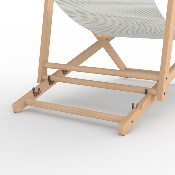 Chaise longue, dossier réglable sur 3 positions, détail : étrier de sécurité en plastique