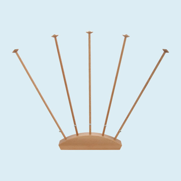 Support drapeaux de table, bois - 5 mâts alignés