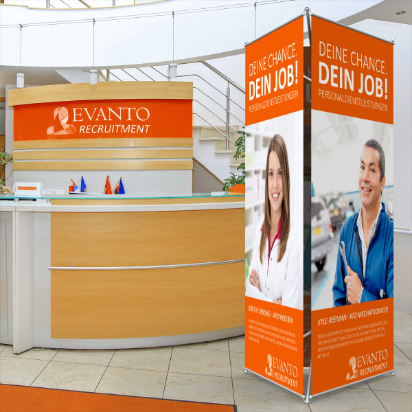 Triple affichage, pour la publicité et l'information sur 3 offres d'emploi