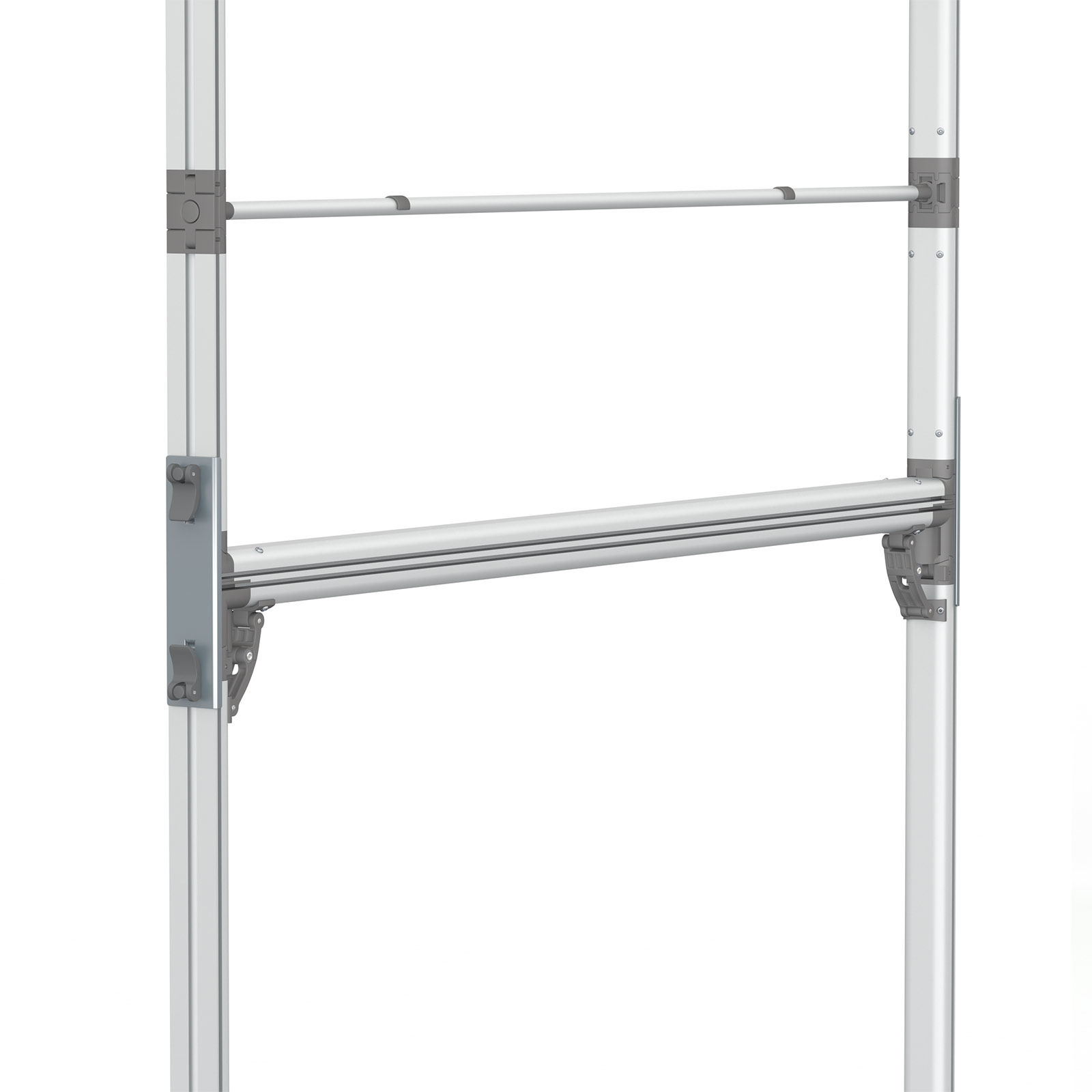 Display textile à jonc flex, détail : connecteur 180° pour stabilisation