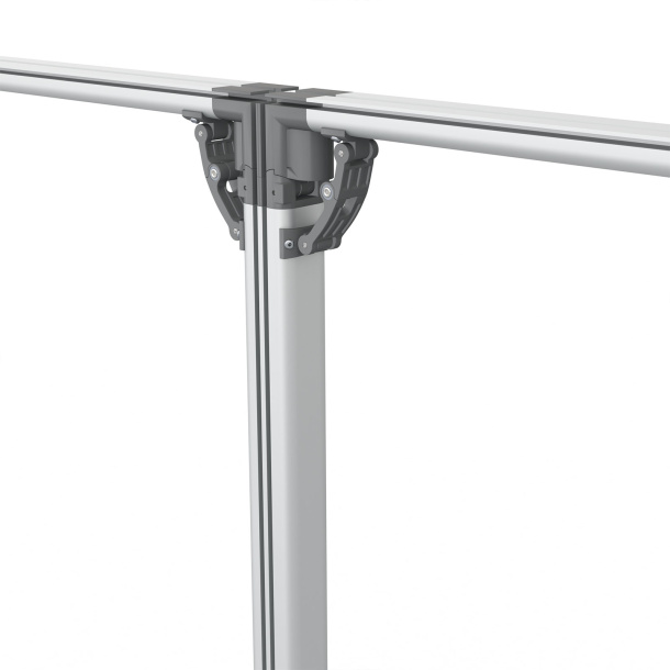 Display textile à jonc flex, connexion de deux cadres