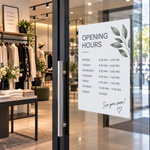 Autocollants permanents en film blanc indiquant les horaires d'ouverture