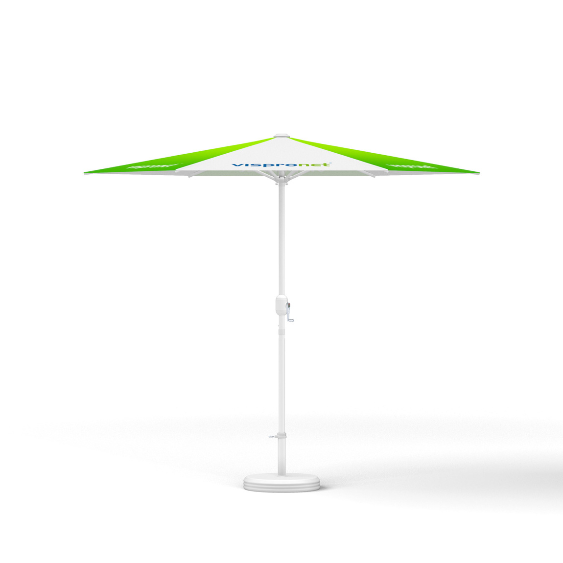 Petit parasol avec manivelle, ø 250 cm, sans volant, structure blanche