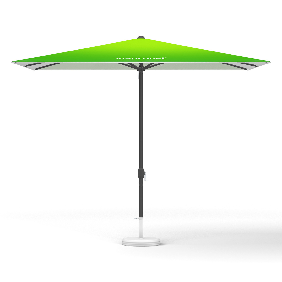 Parasol avec manivelle, carré, sans volant, 300 x 300 cm