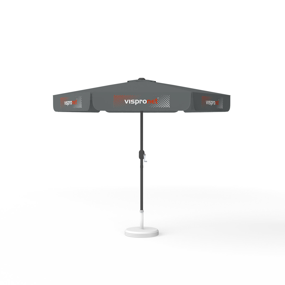 Parasol avec impression de logo, ø 250 cm, tous les 6 volants imprimés avec 1 motif
