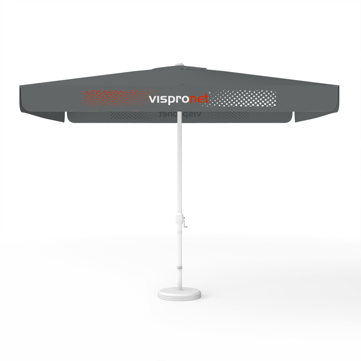 Parasol avec impression de logo, 300 x 300 cm, 2 volants imprimés