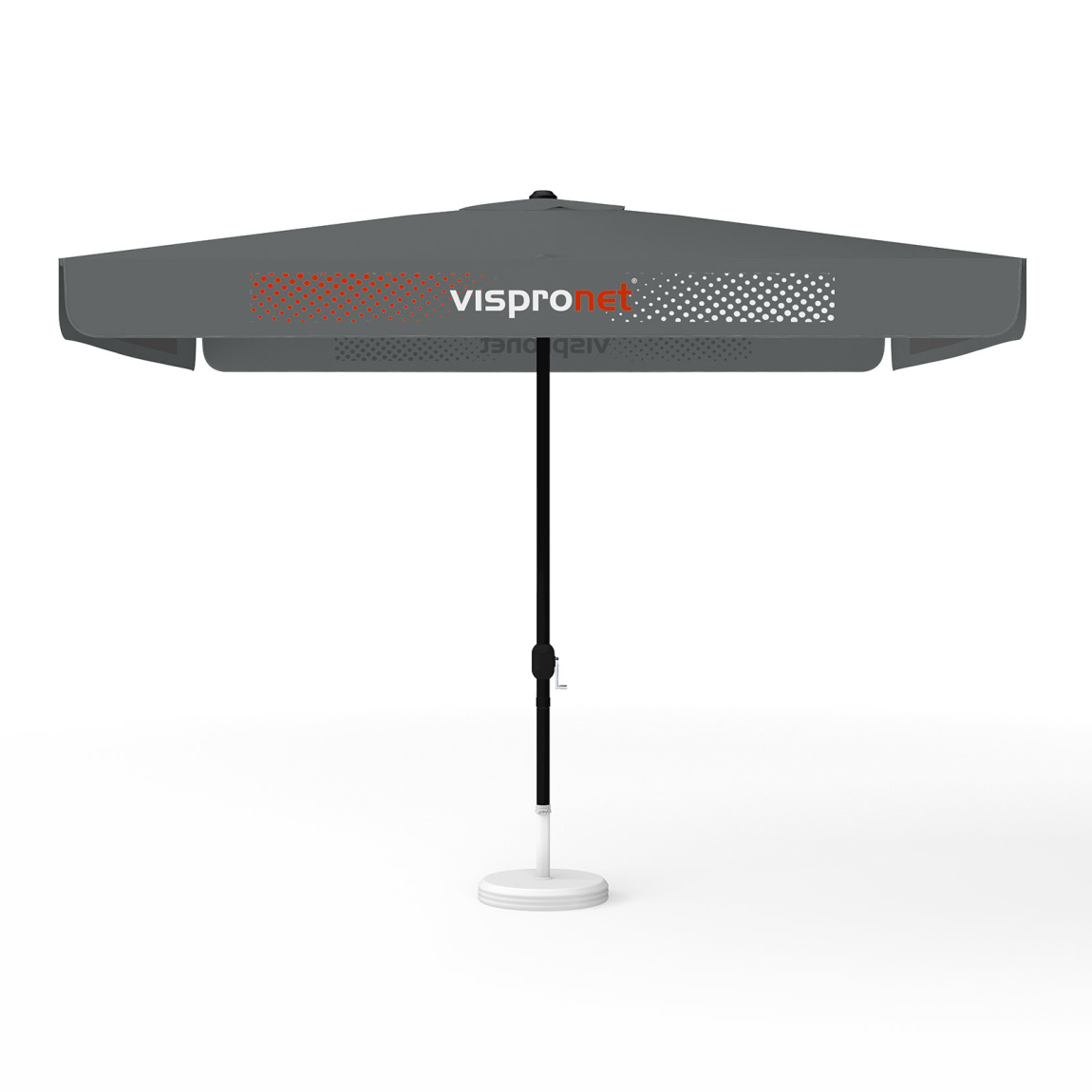 Parasol avec impression de logo, 300 x 300 cm, 4 volants imprimés en alternance avec 2 motifs