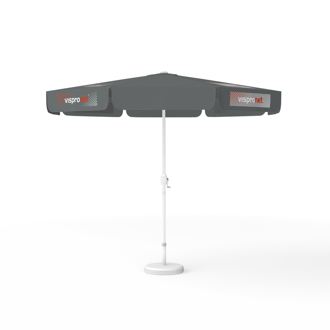 Parasol avec impression de logo, ø 300 cm, 4 segments imprimés en alternance avec 2 motifs