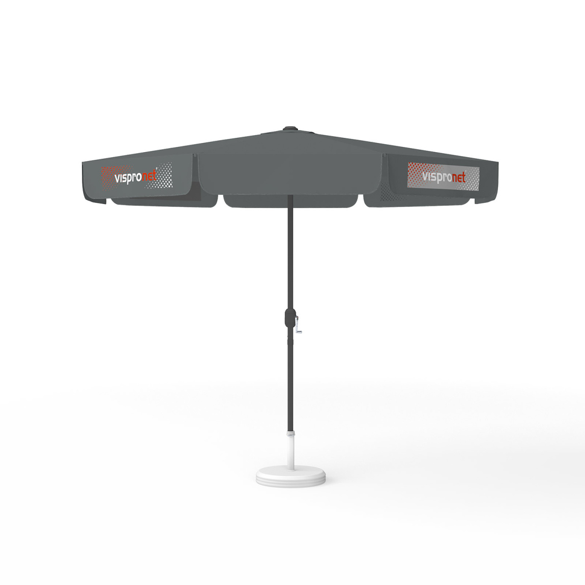 Parasol avec impression de logo, ø 300 cm, 4 volants imprimés en alternance avec 2 motifs