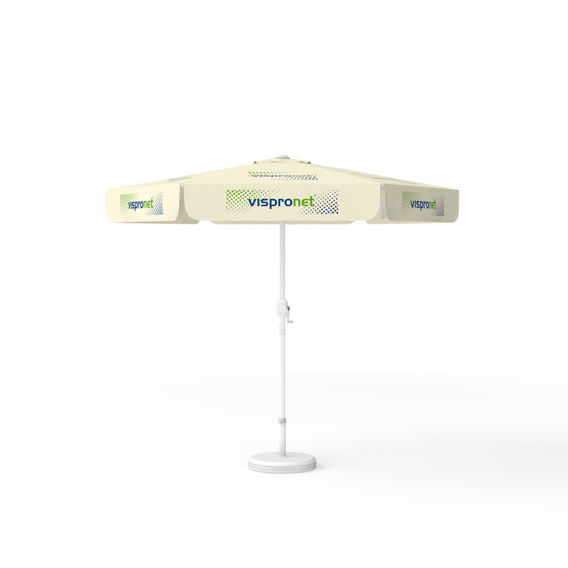 Parasol avec impression de logo, ø 250 cm, tous les 6 segments imprimés avec 1 motif