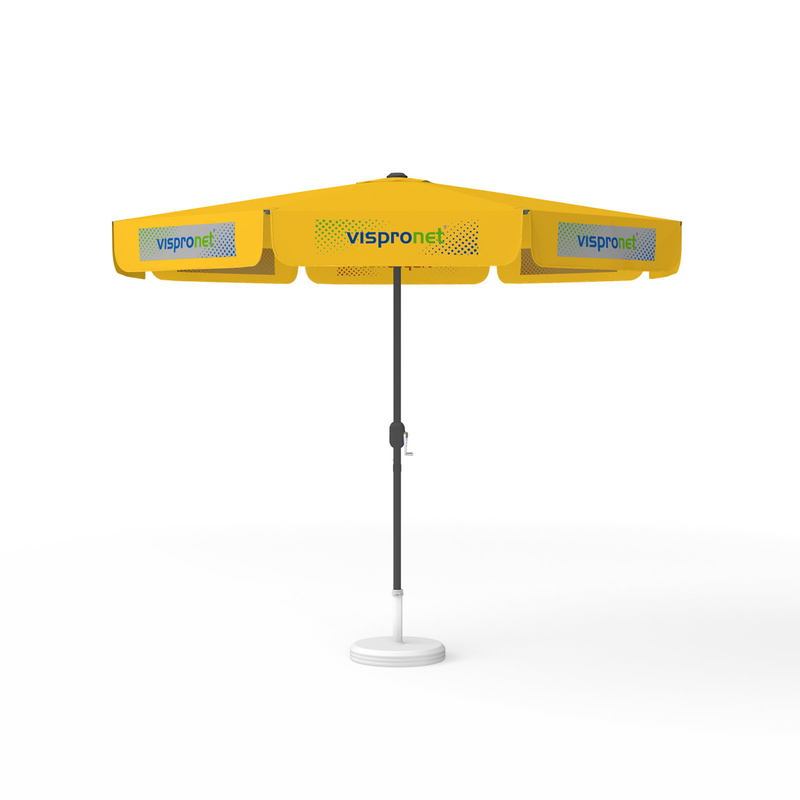 Parasol avec impression de logo, ø 300 cm, 8 volants imprimés en alternance avec 2 motifs