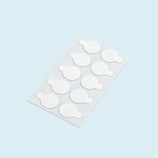 Pastilles adhésives, transparentes, ø 15 mm - plaquette de 10 pièces