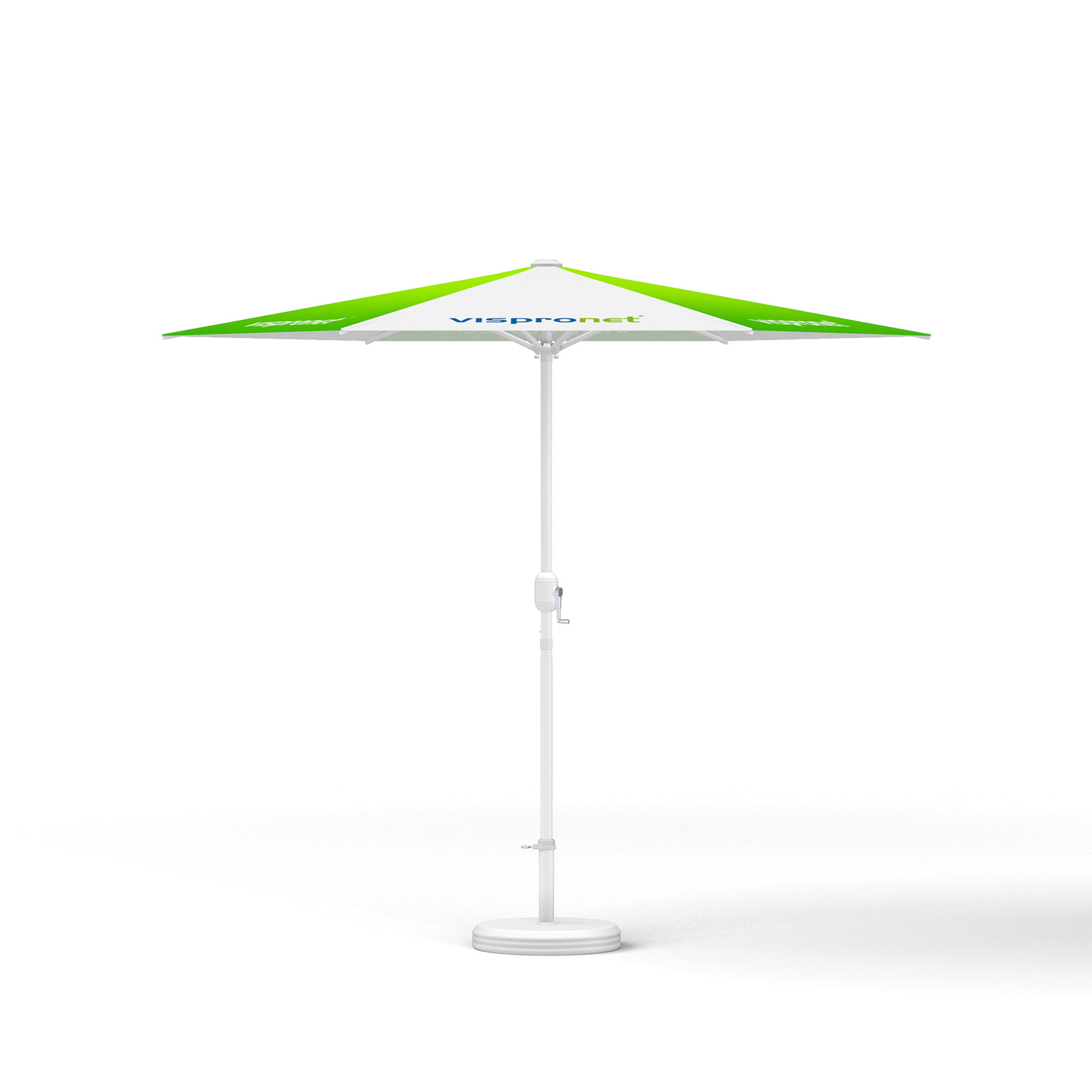 Petit parasol avec manivelle, ø 250 cm, sans volant, structure blanche