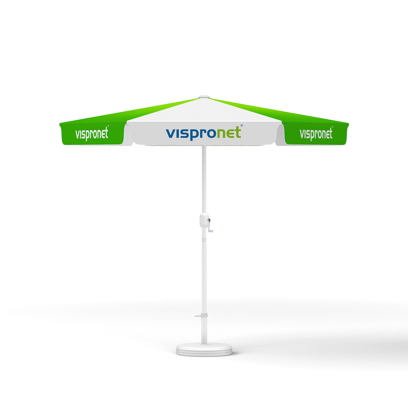 Petit parasol avec manivelle, ø 250 cm, structure blanche