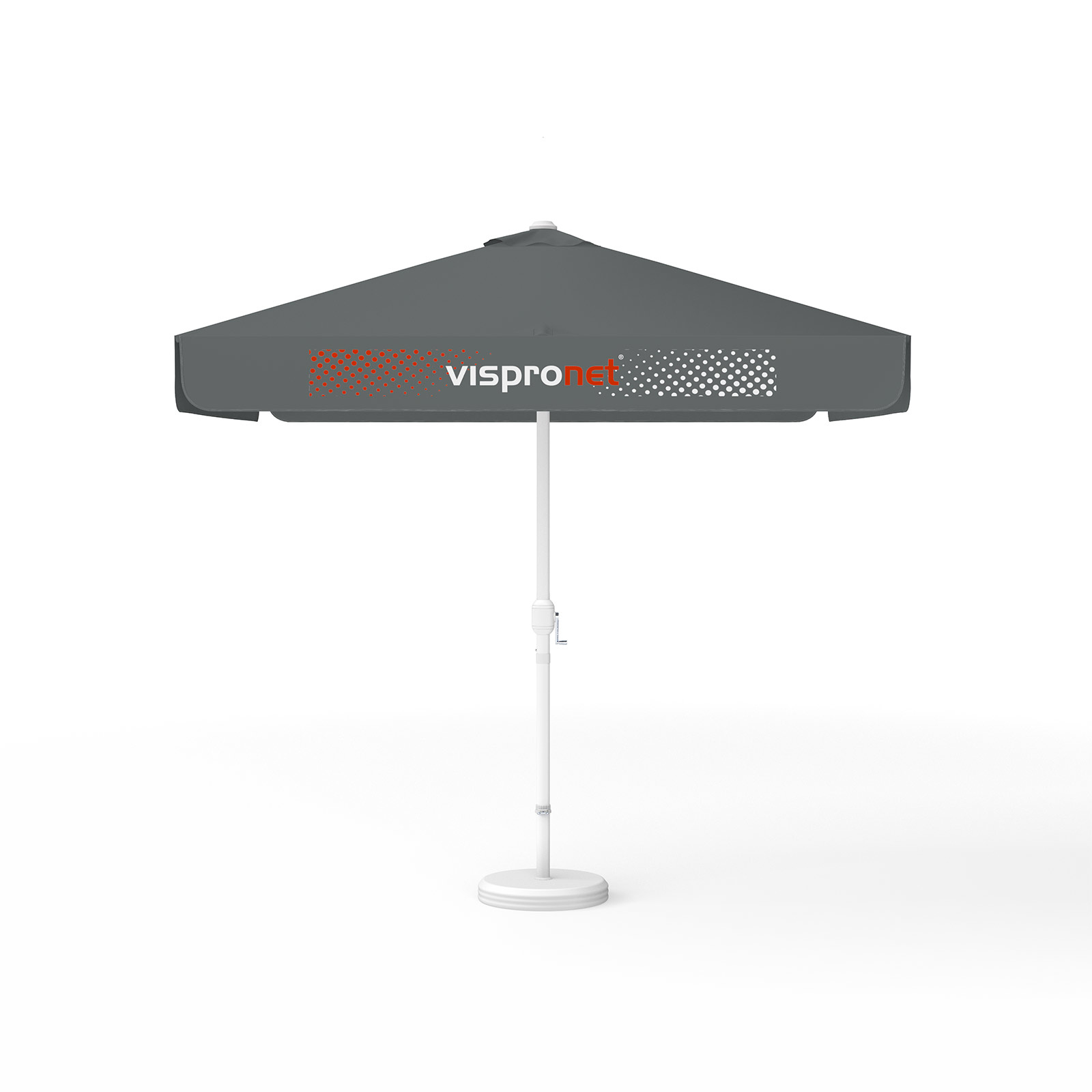 Parasol avec impression de logo, 250 x 250 cm, tous les 4 volants imprimés avec 1 motif