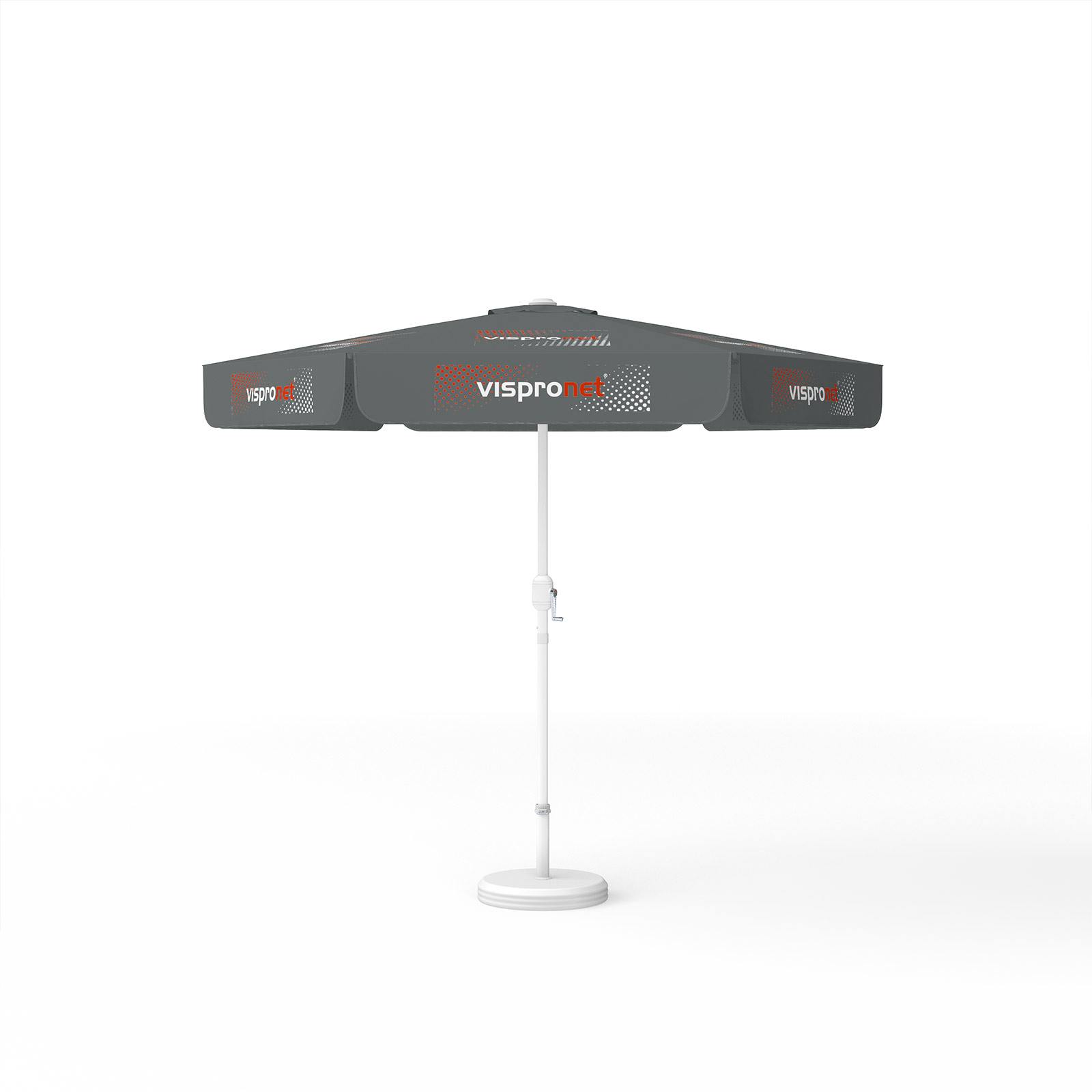 Parasol avec impression de logo, ø 250 cm, tous les 6 segments imprimés avec 1 motif