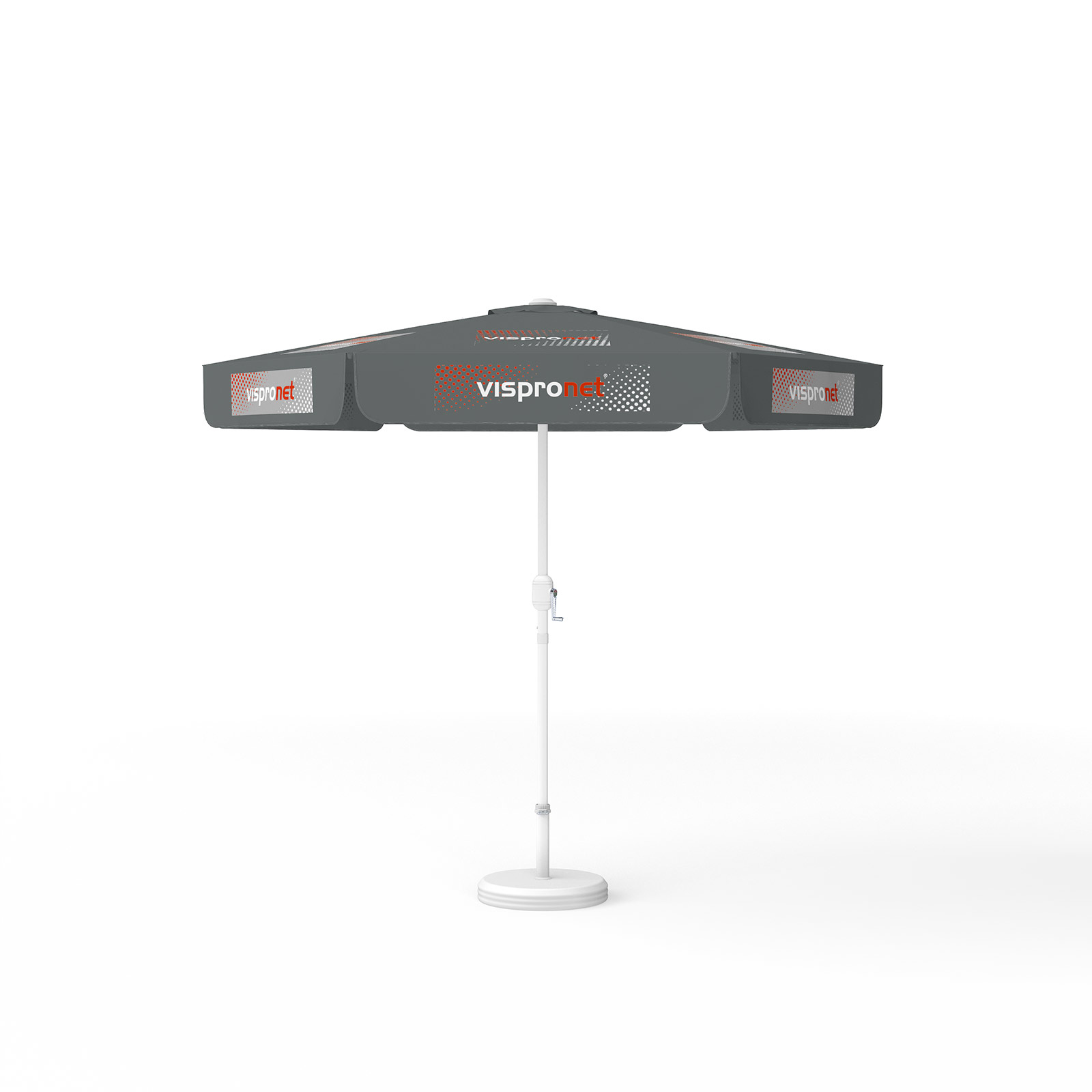 Parasol avec impression de logo, ø 250 cm, 6 segments imprimés en alternance avec 2 motifs
