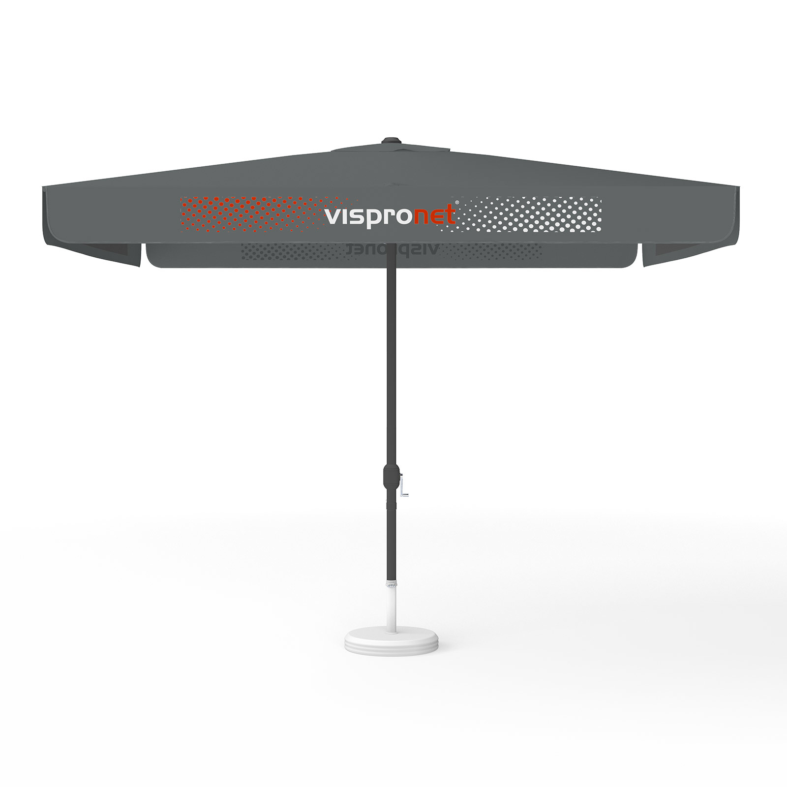 Parasol avec impression de logo, 300 x 300 cm, 4 volants imprimés en alternance avec 2 motifs