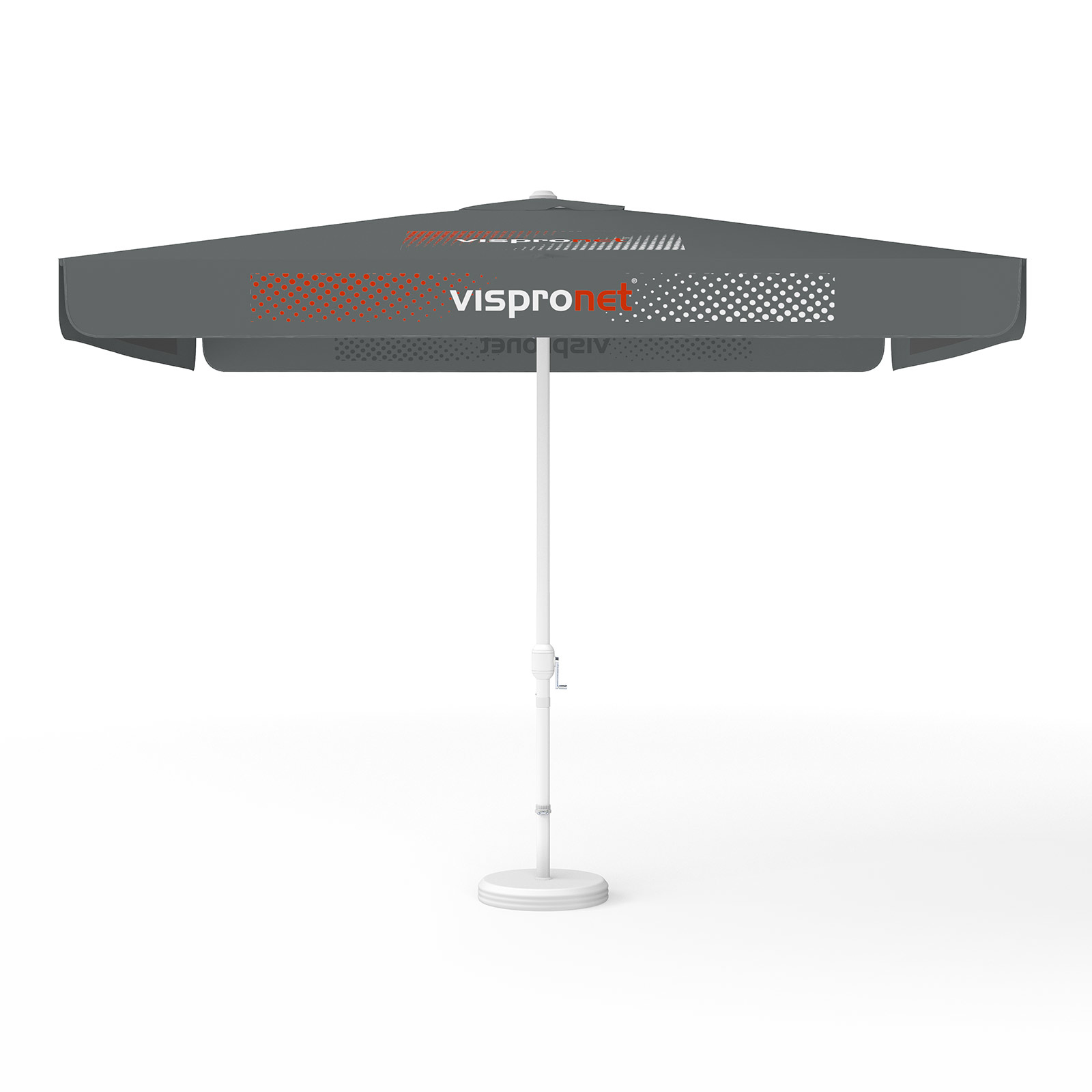 Parasol avec impression de logo, 300 x 300 cm, 4 segments imprimés en alternance avec 2 motifs