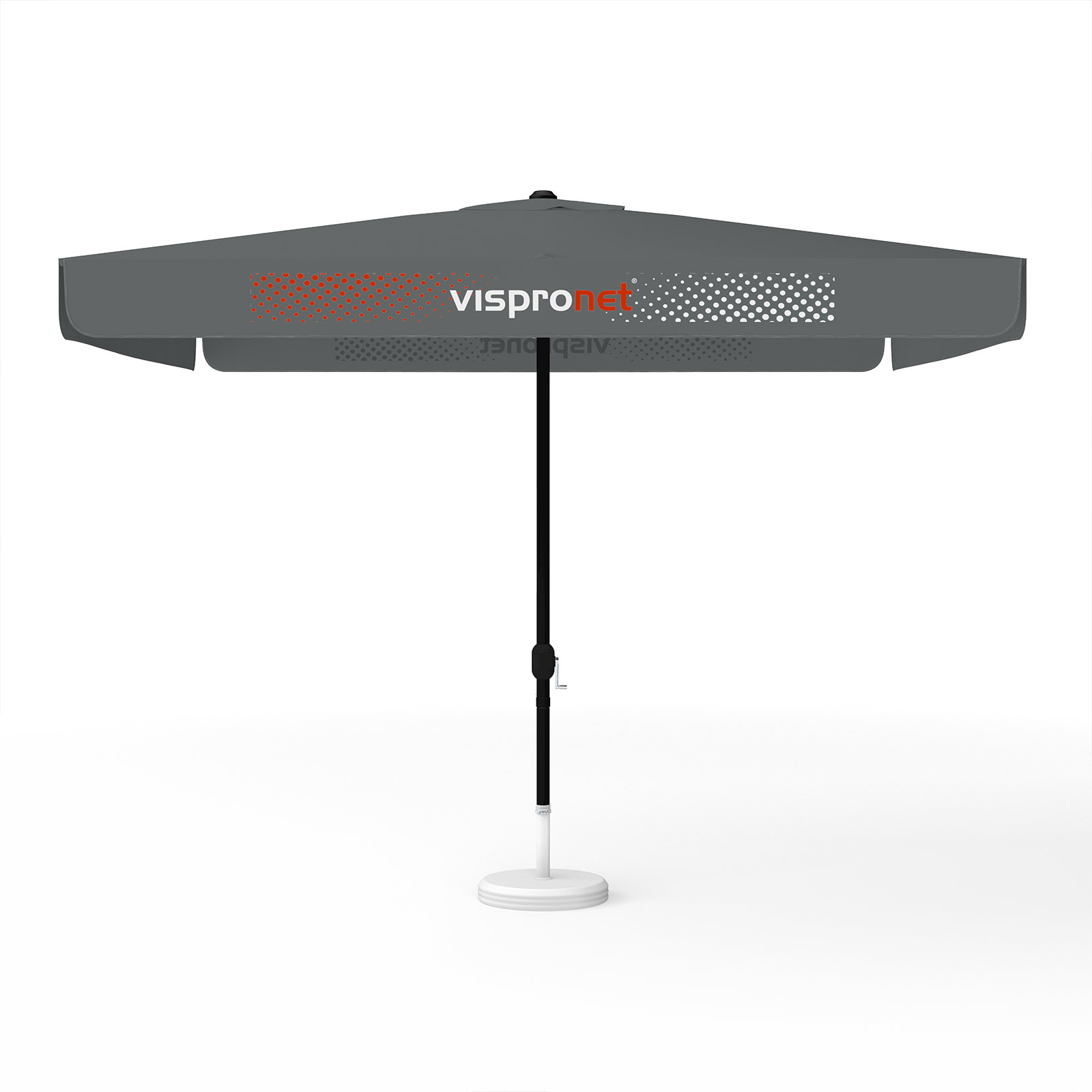 Parasol avec impression de logo, 300 x 300 cm, 2 volants imprimés