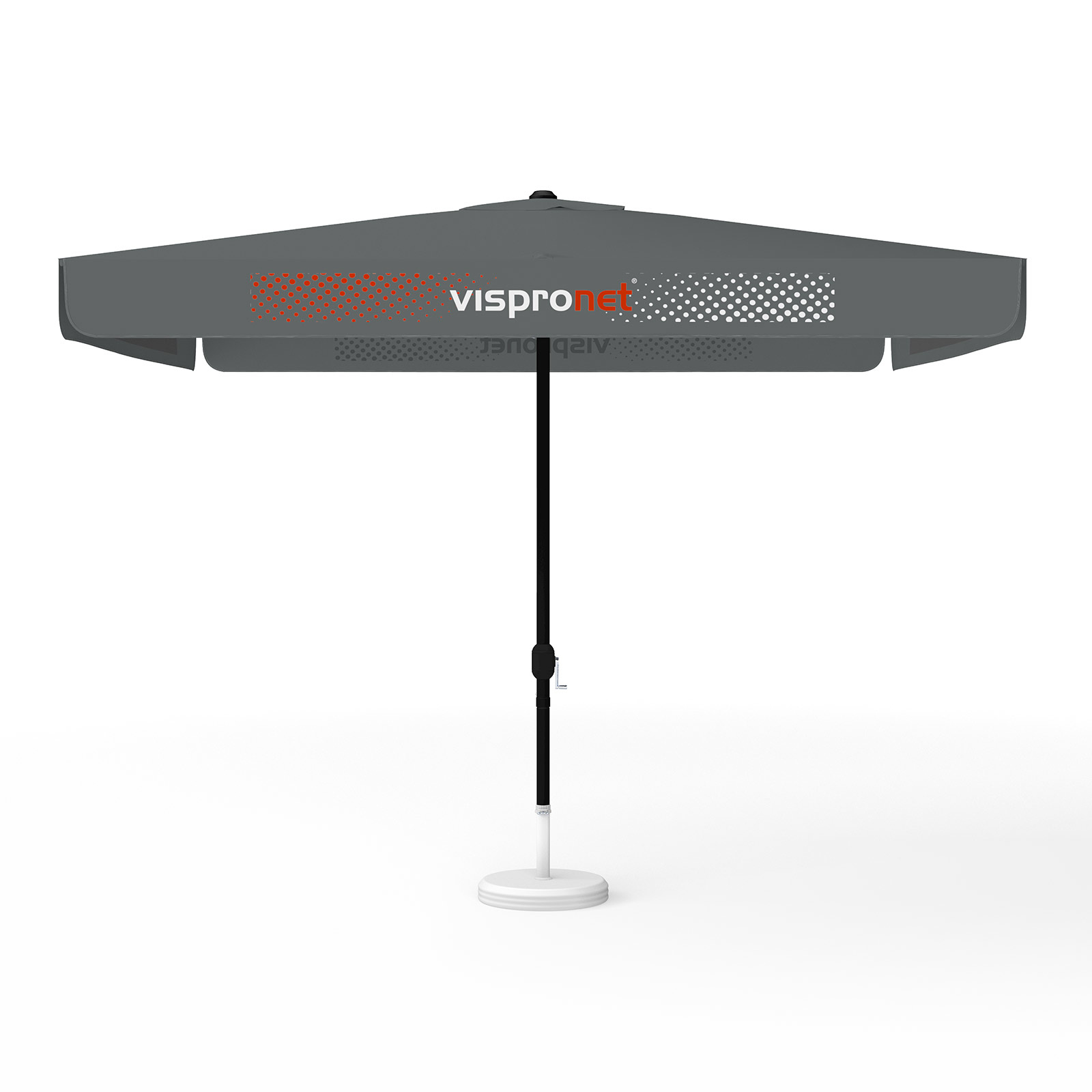 Parasol avec impression de logo, 300 x 300 cm, 4 volants imprimés en alternance avec 2 motifs