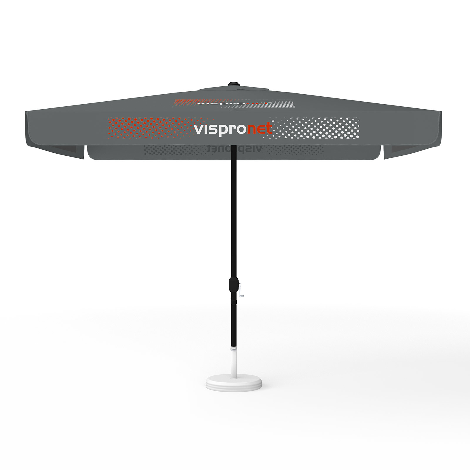 Parasol avec impression de logo, 300 x 300 cm, 4 segments imprimés en alternance avec 2 motifs