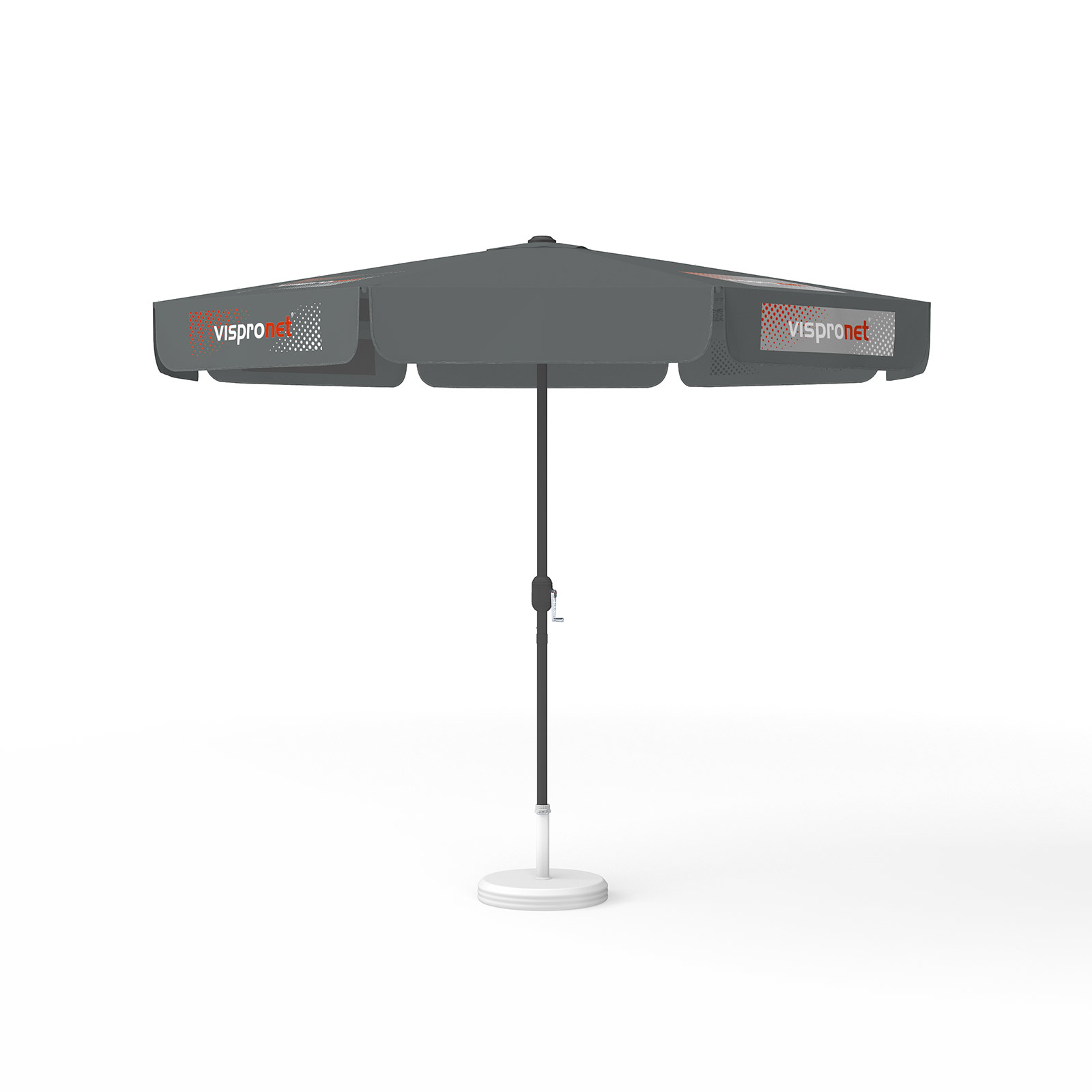 Parasol avec impression de logo, ø 300 cm, 4 segments imprimés en alternance avec 2 motifs
