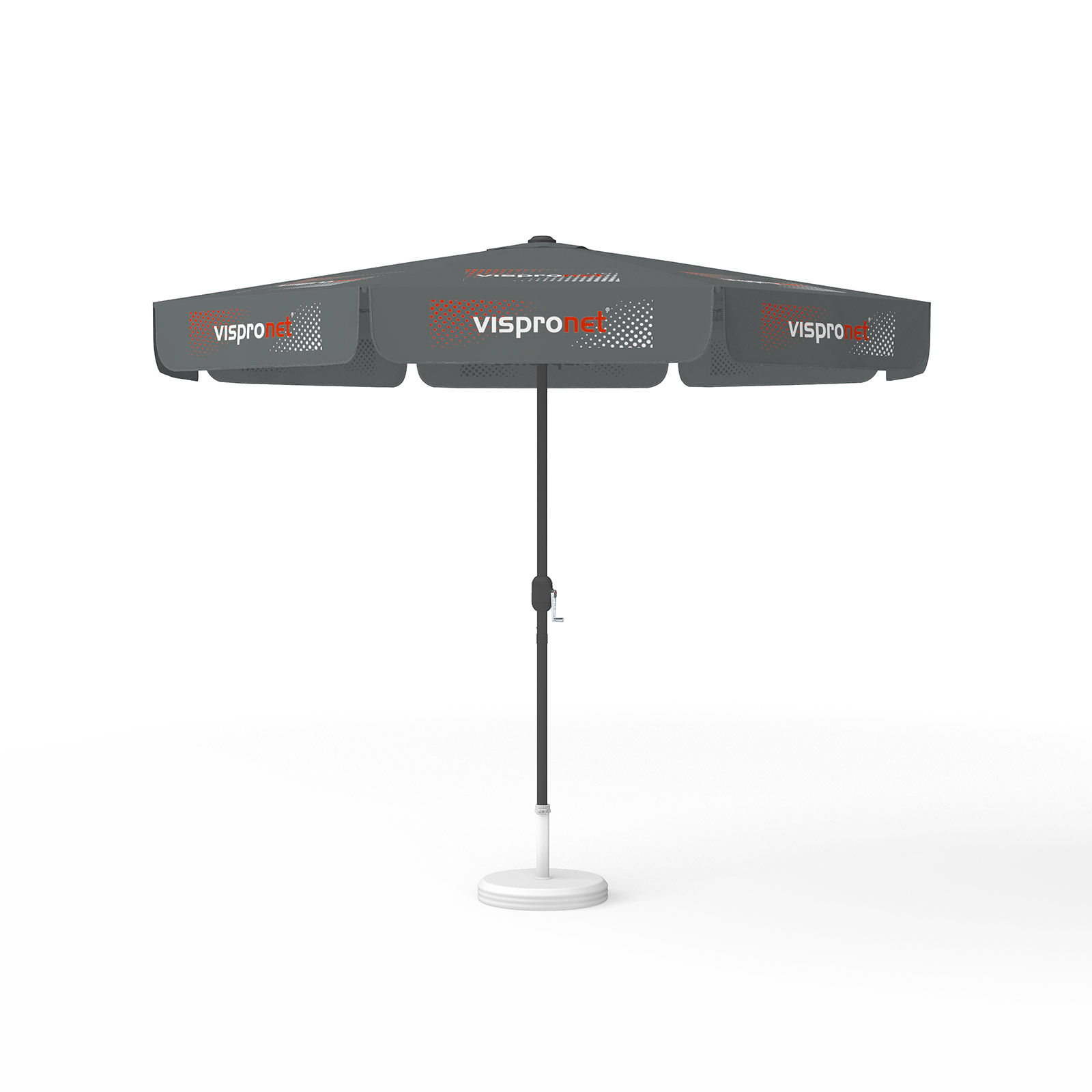 Parasol avec impression de logo, ø 300 cm, tous les 8 segments imprimés avec 1 motif