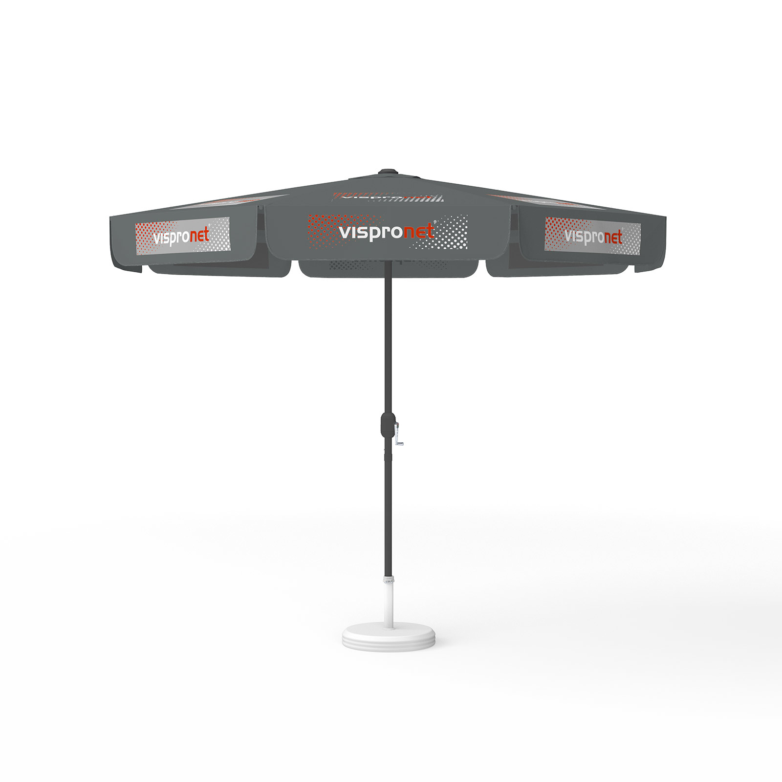 Parasol avec impression de logo, ø 300 cm, 8 segments imprimés en alternance avec 2 motifs