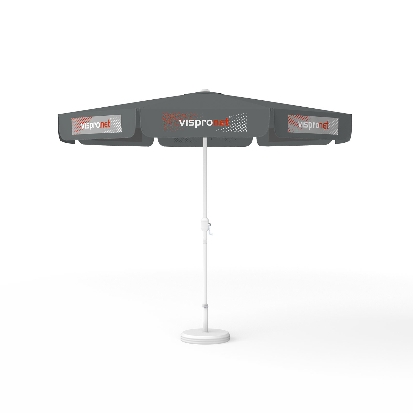 Parasol avec impression de logo, ø 300 cm, 8 volants imprimés en alternance avec 2 motifs